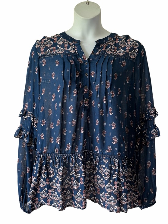 Knox Rose Tops - Knox Rose Cottagecore Navy Peasant Tunic Top Ruffled Pintucks Sz XXL New Boho